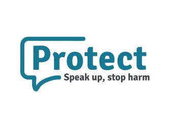 Protect: Speak up and stop harm logo