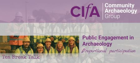 A purple banner with the title 'Public Engagement in Archaeology - Proportional Participation'