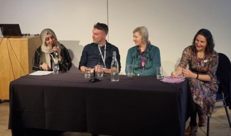 Keynote session: Career Pathways. From left: Gulfareen Kamran, Matt Law, Lorraine Mepham, and Rachel Cubitt. Photo credit: Phil Pollard