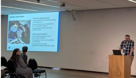 Phil Pollard introducing Historic England’s Archaeology Mentoring Partnership. Photo credit: Gulfareen