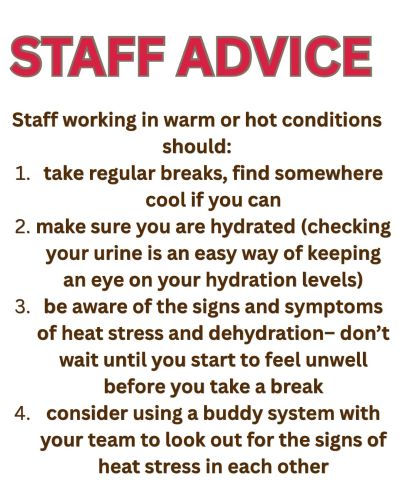 Diggers' Forum heatwave guidance - staff advice