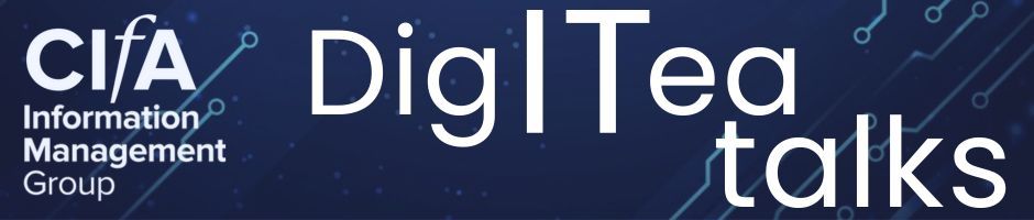 Blue banner for Information Management Group digITea talks