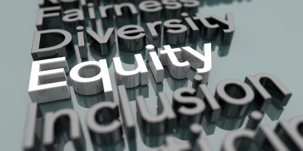 Raised 3D letters spell out the word 'Equity'.